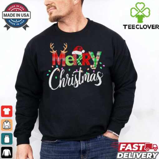 Official Merry Christmas Lights Red Santa Hat Xmas Family 2024 T shirt