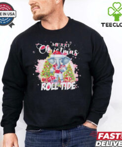 Official Merry Christmas Roll Alabama Crimson Tide Mascot Sweatshirt
