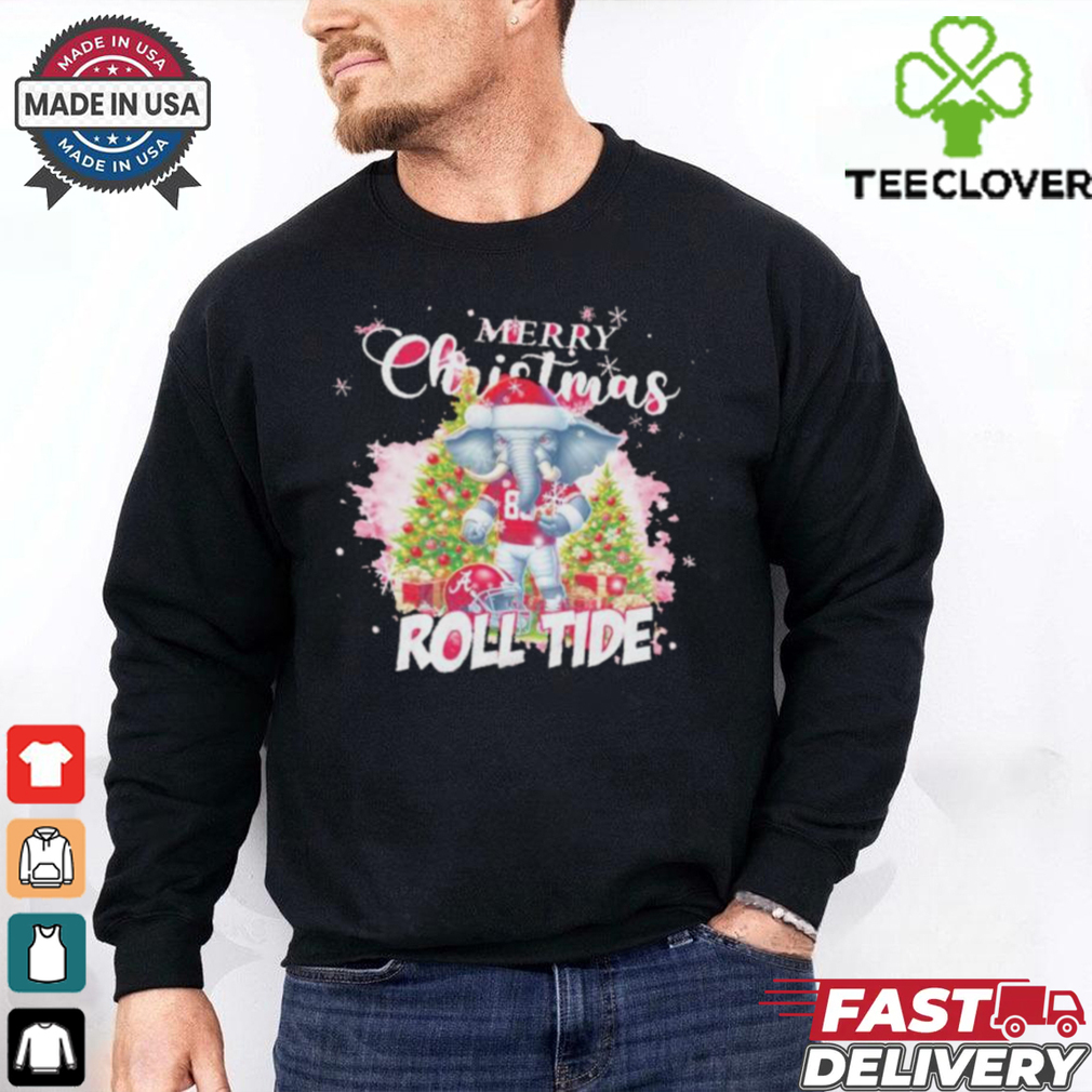Official Merry Christmas Roll Alabama Crimson Tide Mascot Sweatshirt Official Merry Christmas Roll Alabama Crimson Tide Mascot Sweatshirt