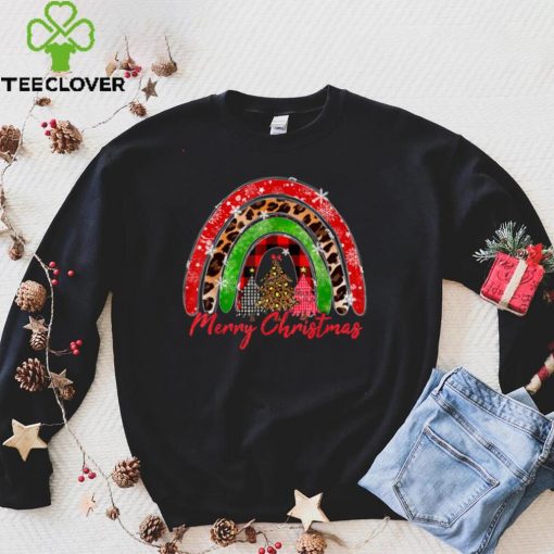 Official Merry Christmas Tree Leopard Rainbow Buffalo Plaid Xmas 2021 Sweater Shirt