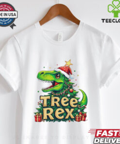 Official Merry Christmas Treerex 2024 Shirt with a fun, festive design featuring a dinosaur and Christmas tree elements.