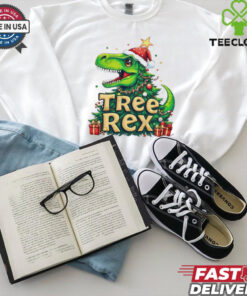 Official Merry Christmas Treerex 2024 Shirt with a fun, festive design featuring a dinosaur and Christmas tree elements.