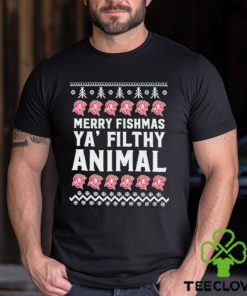 Official Merry Fishmas Ya’ Filthy Animal T shirt