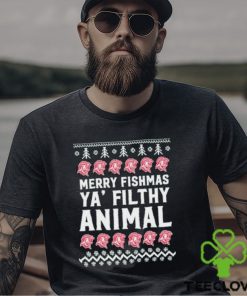 Official Merry Fishmas Ya’ Filthy Animal T shirt