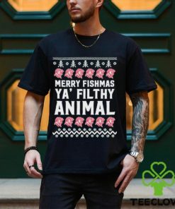 Official Merry Fishmas Ya’ Filthy Animal T shirt