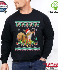 Official Merry xmas Squirrel Christmas XMas christmas Lights Ugly T Shirt.