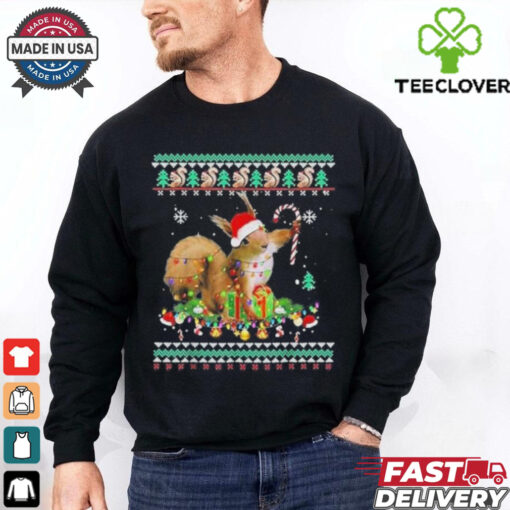 Official Merry xmas Squirrel Christmas XMas christmas Lights Ugly T Shirt.