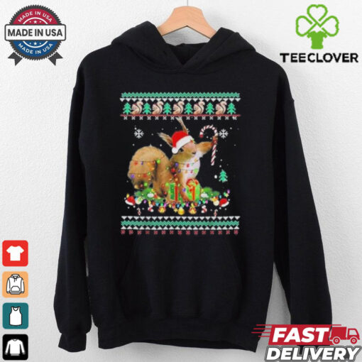 Official Merry xmas Squirrel Christmas XMas christmas Lights Ugly T Shirt.