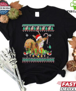 Official Merry xmas Squirrel Christmas XMas christmas Lights Ugly T Shirt.
