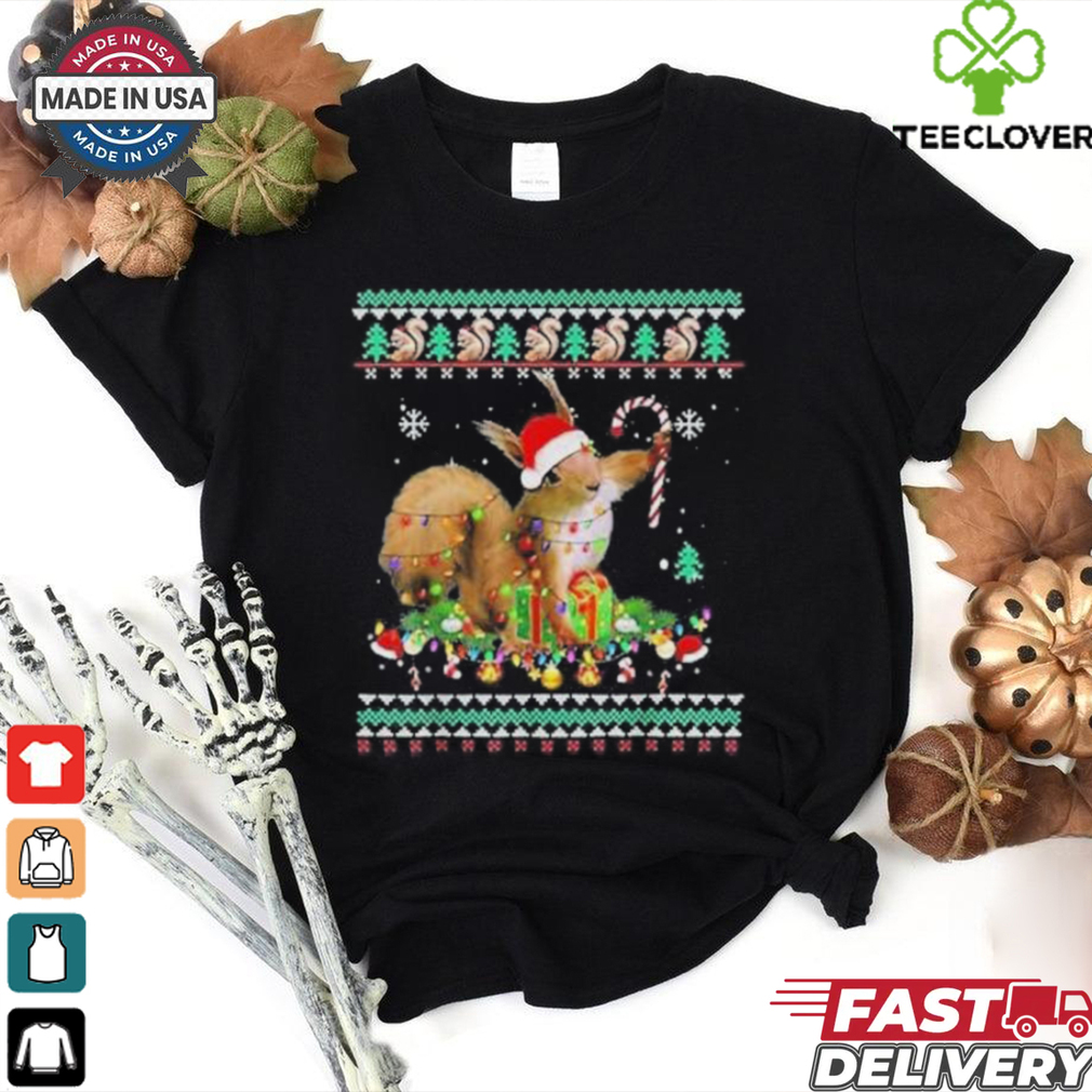 Official Merry xmas Squirrel Christmas XMas christmas Lights Ugly T Shirt. Official Merry xmas Squirrel Christmas XMas christmas Lights Ugly T Shirt.