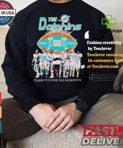 Official MiamI dolphins the dolphins thank you for 60 years 1965 2024 T shirt