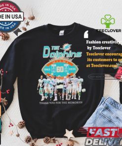 Official MiamI dolphins the dolphins thank you for 60 years 1965 2024 T shirt