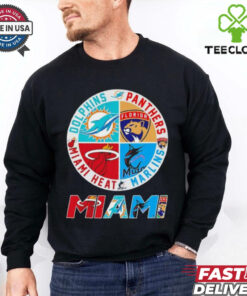 Official Miami Heat Marlins Panthers Hurricanes Dolphins all sports logo graphic Best Selling shirt