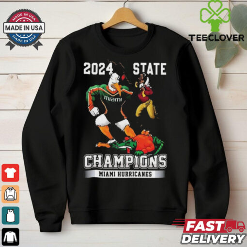 Official Miami Hurricanes 2024 2 Sided Canes State Champions Shirt