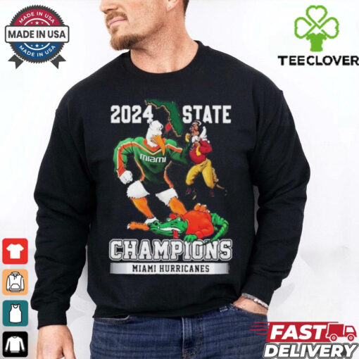 Official Miami Hurricanes 2024 2 Sided Canes State Champions T Shirt