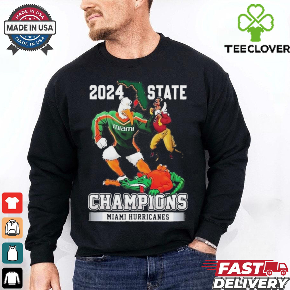 Official Miami Hurricanes 2024 2 Sided Canes State Champions T Shirt Official Miami Hurricanes 2024 2 Sided Canes State Champions T Shirt