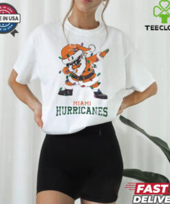 Official Miami Hurricanes Dabbing Santa Claus Ugly Christmas Light shirt