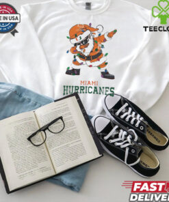 Official Miami Hurricanes Dabbing Santa Claus Ugly Christmas Light shirt
