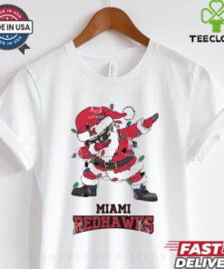 Official Miami RedHawks Dabbing Santa Claus Ugly Christmas Light shirt
