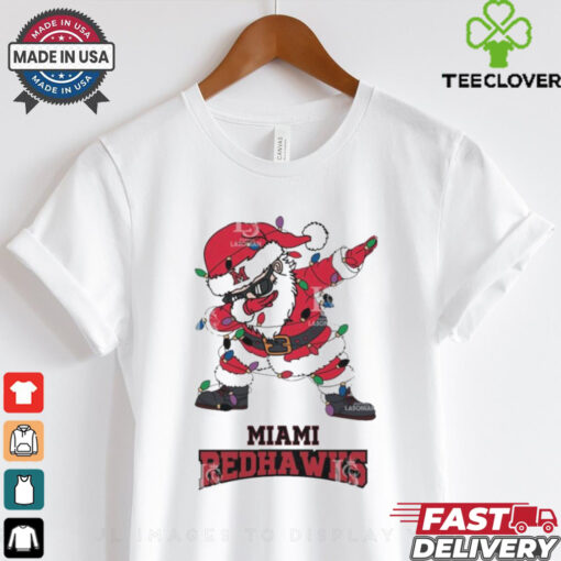 Official Miami RedHawks Dabbing Santa Claus Ugly Christmas Light shirt