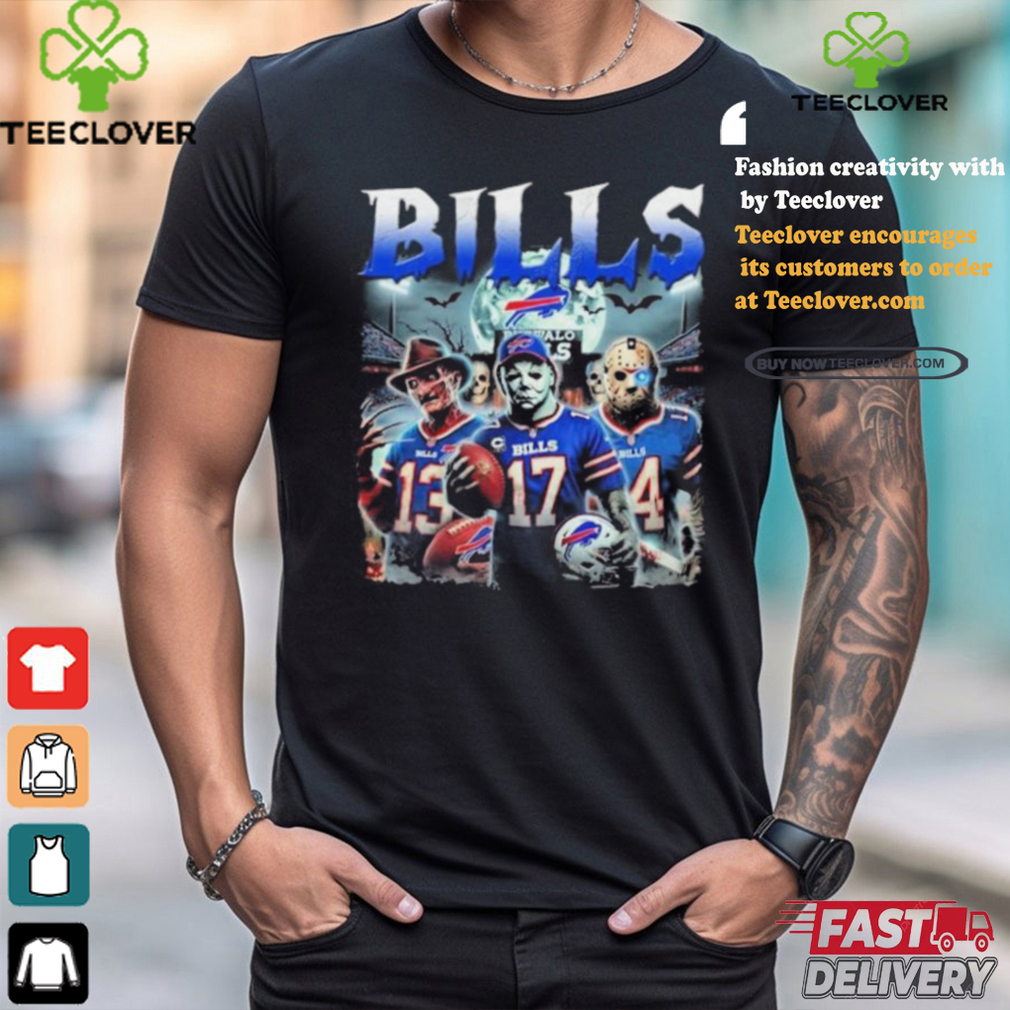 Official Michael Myers 17 Jason Voorhees 14 Freddy Krueger 13 Bills Halloween Shirt Official Michael Myers 17 Jason Voorhees 14 Freddy Krueger 13 Bills Halloween Shirt