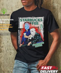 Official Michael Myers And Jason Voorhees Drink Starbucks Coffee Shirt