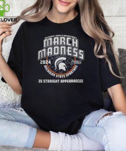Official Michigan State Spartans Green 2024 26 Straight March Madness Appearances Short Sleeve T Shirt