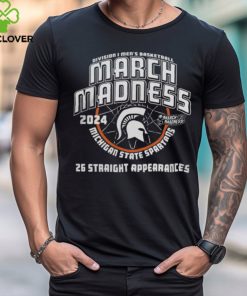 Official Michigan State Spartans Green 2024 26 Straight March Madness Appearances Short Sleeve T Shirt