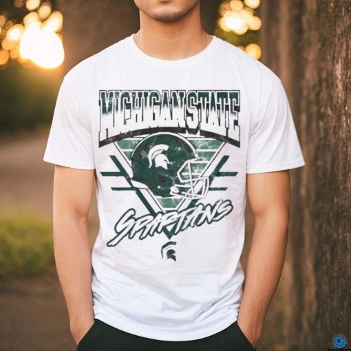 Official Michigan State Spartans Helmet Triangle Vintage T Shirt