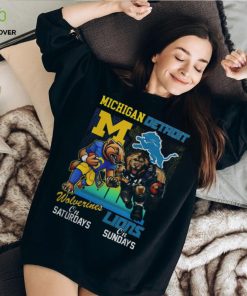 Official Michigan Wolverines On Saturday Detroit Lions On Sunday Mascots 2024Shirt