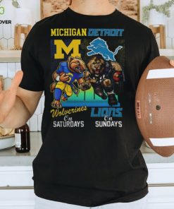 Official Michigan Wolverines On Saturday Detroit Lions On Sunday Mascots 2024Shirt