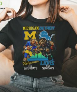 Official Michigan Wolverines On Saturday Detroit Lions On Sunday Mascots 2024Shirt