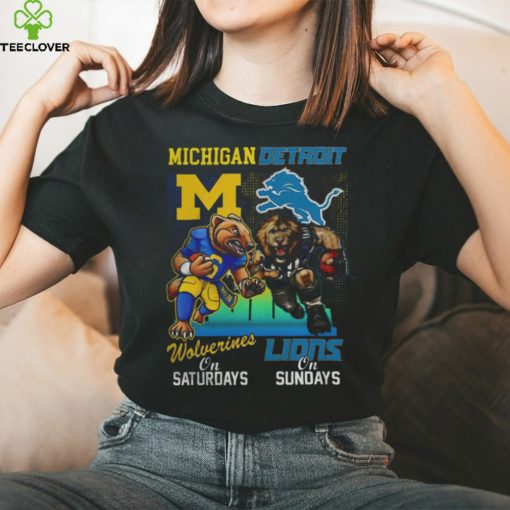 Official Michigan Wolverines On Saturday Detroit Lions On Sunday Mascots 2024Shirt