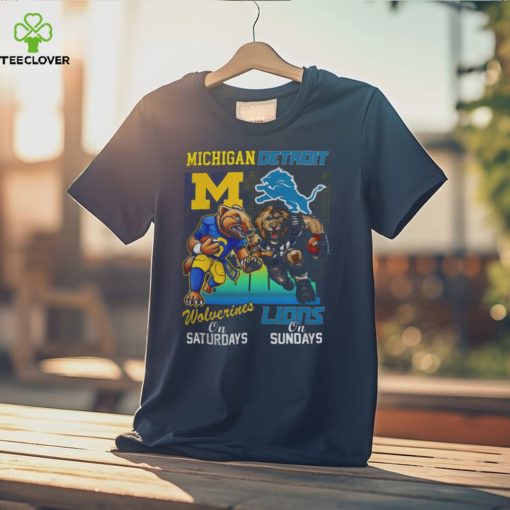 Official Michigan Wolverines On Saturday Detroit Lions On Sunday Mascots 2024Shirt