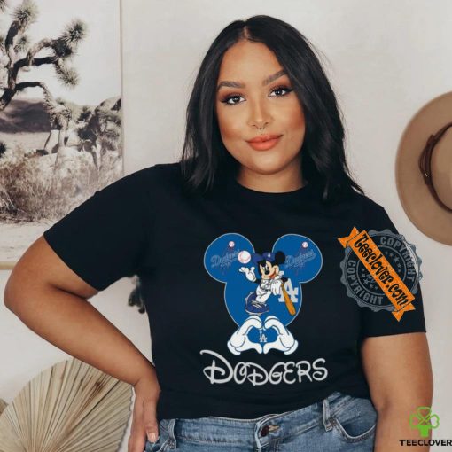 Official Mickey Los Angeles Dodgers Baseball Logo heart shirt