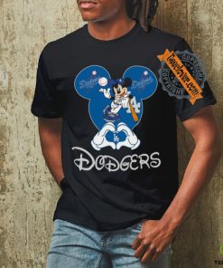 Official Mickey Los Angeles Dodgers Baseball Logo heart shirt