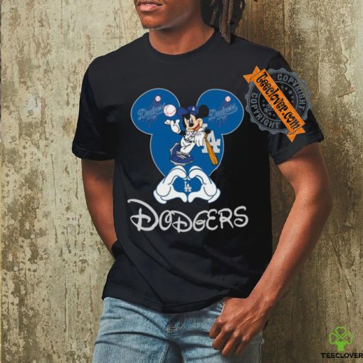 Official Mickey Los Angeles Dodgers Baseball Logo heart shirt