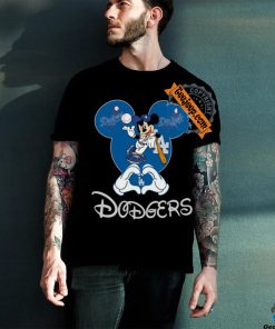 Official Mickey Los Angeles Dodgers Baseball Logo heart shirt