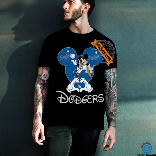 Official Mickey Los Angeles Dodgers Baseball Logo heart shirt