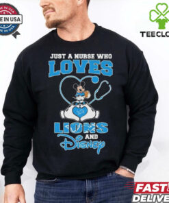 Official Mickey Mouse Just A Nurse Who Loves Her Detroit Lions And Disney shirt