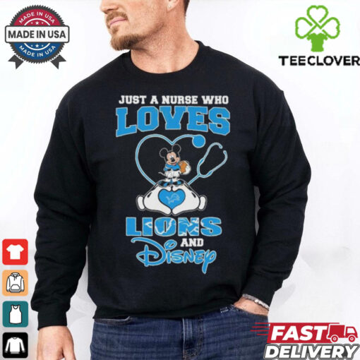 Official Mickey Mouse Just A Nurse Who Loves Her Detroit Lions And Disney shirt