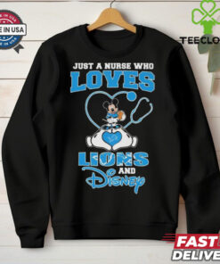 Official Mickey Mouse Just A Nurse Who Loves Her Detroit Lions And Disney shirt