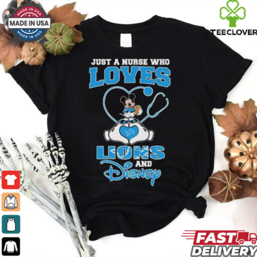 Official Mickey Mouse Just A Nurse Who Loves Her Detroit Lions And Disney shirt