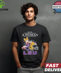 Official Mickey Mouse Never Underestimate A Woman Who Understands Football And Love LSU Tigers Shirt