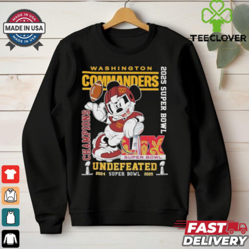 Official Mickey Mouse Washington Commanders Super Bowl LIX Champions 2024 2025 Undefeated T Shirts