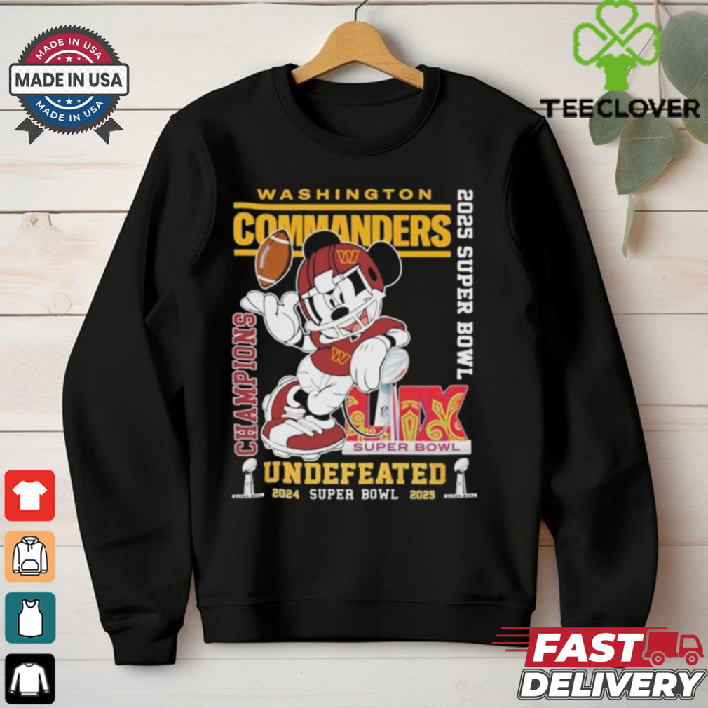 Official Mickey Mouse Washington Commanders Super Bowl LIX Champions 2024 2025 Undefeated T Shirts Official Mickey Mouse Washington Commanders Super Bowl LIX Champions 2024 2025 Undefeated T Shirts