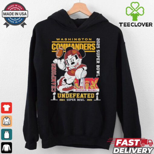 Official Mickey Mouse Washington Commanders Super Bowl LIX Champions 2024 2025 Undefeated T Shirts