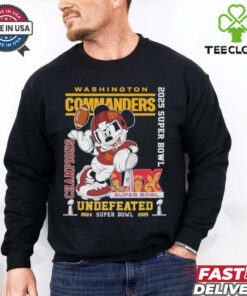 Official Mickey Mouse Washington Commanders Super Bowl LIX Champions 2024 2025 Undefeated T Shirts