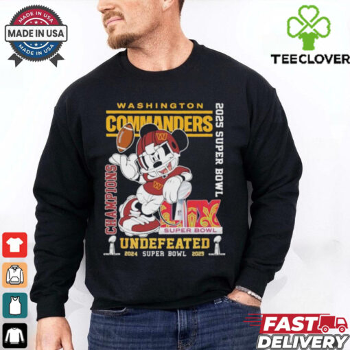 Official Mickey Mouse Washington Commanders Super Bowl LIX Champions 2024 2025 Undefeated T Shirts