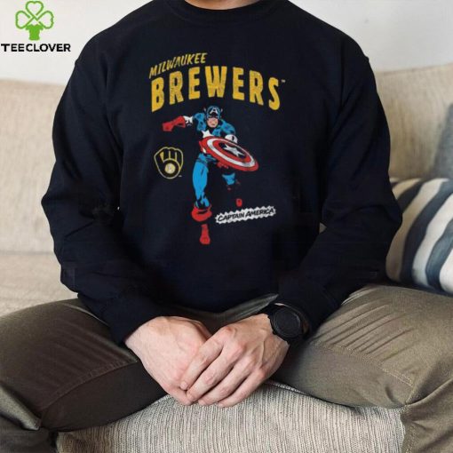 Official Milwaukee Brewers Youth Team Captain America Marvel T Shirt